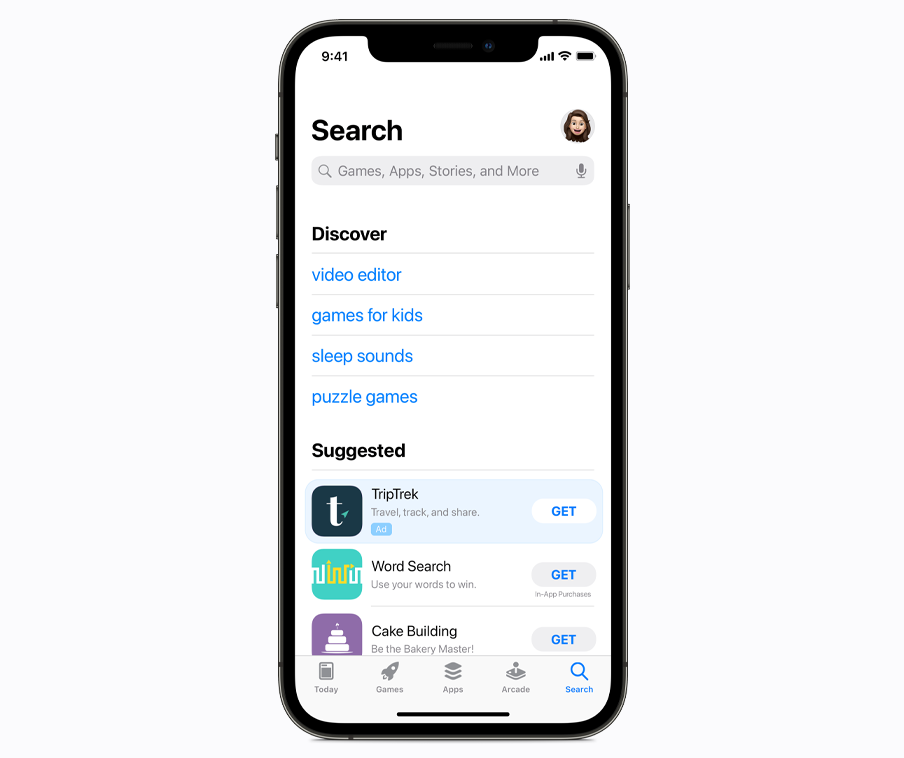 Example of a Search tab ad on the App Store.