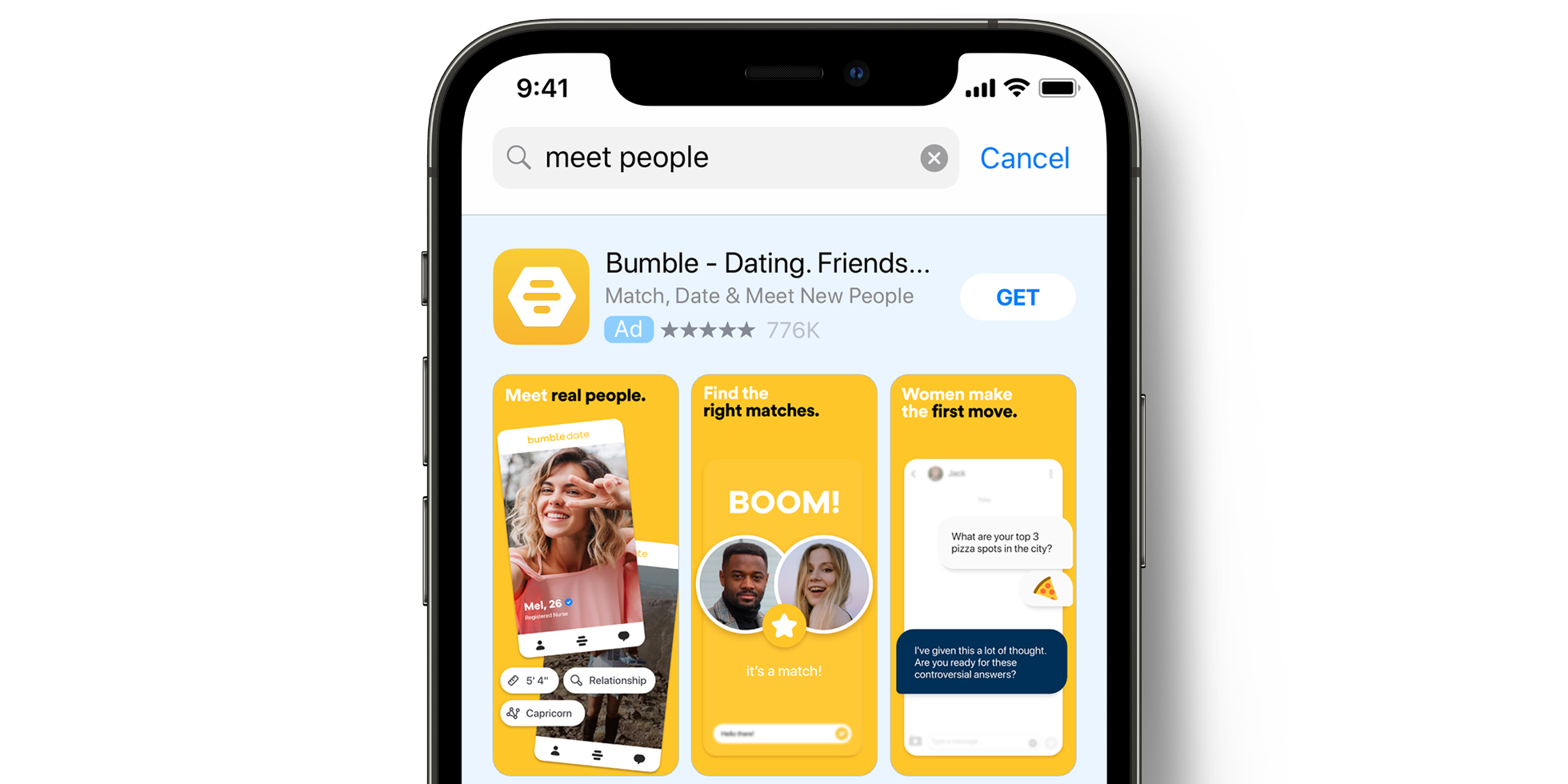 Publicité de Bumble dans l’App Store
