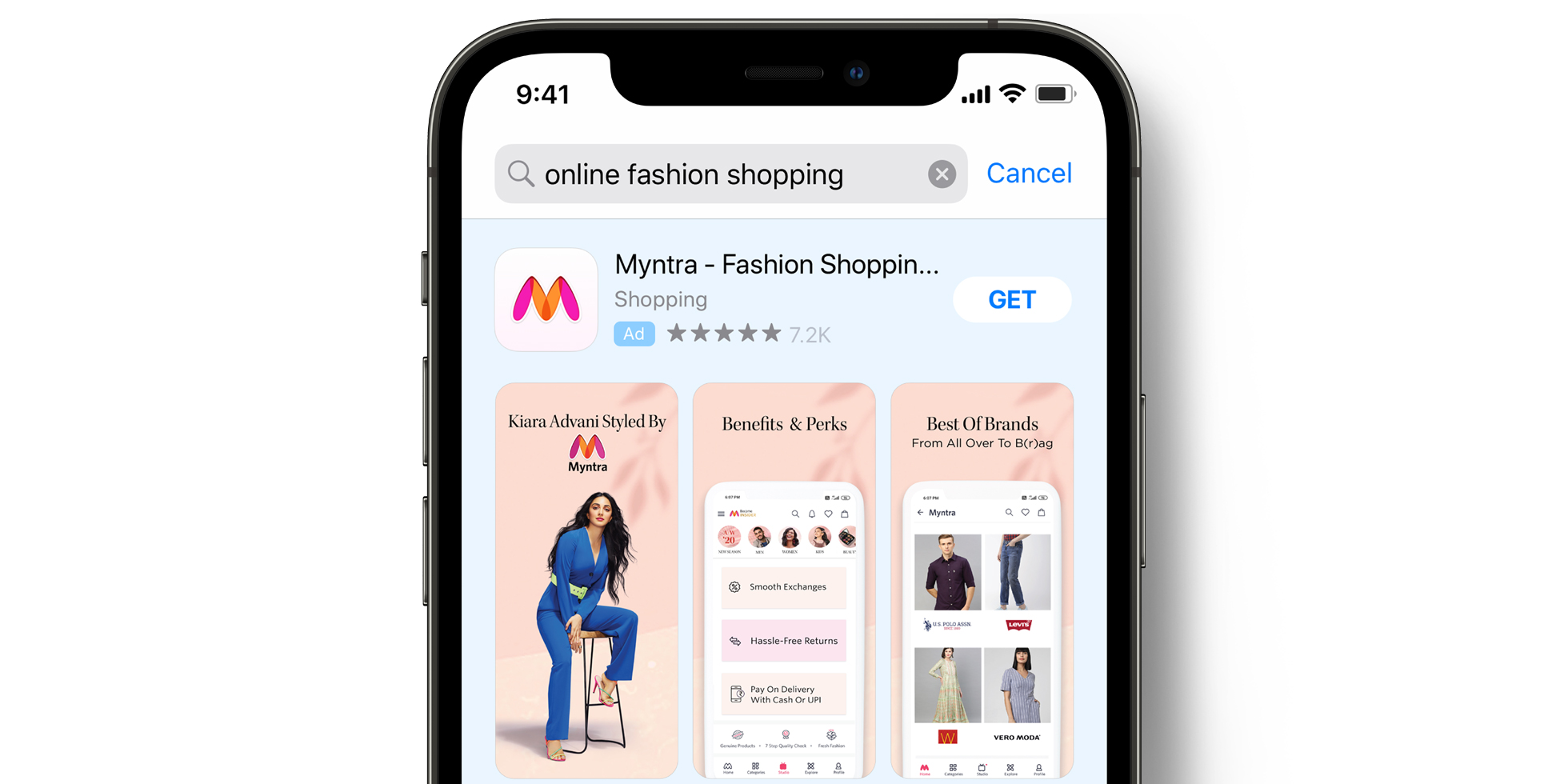 Publicité de Myntra dans l’App Store