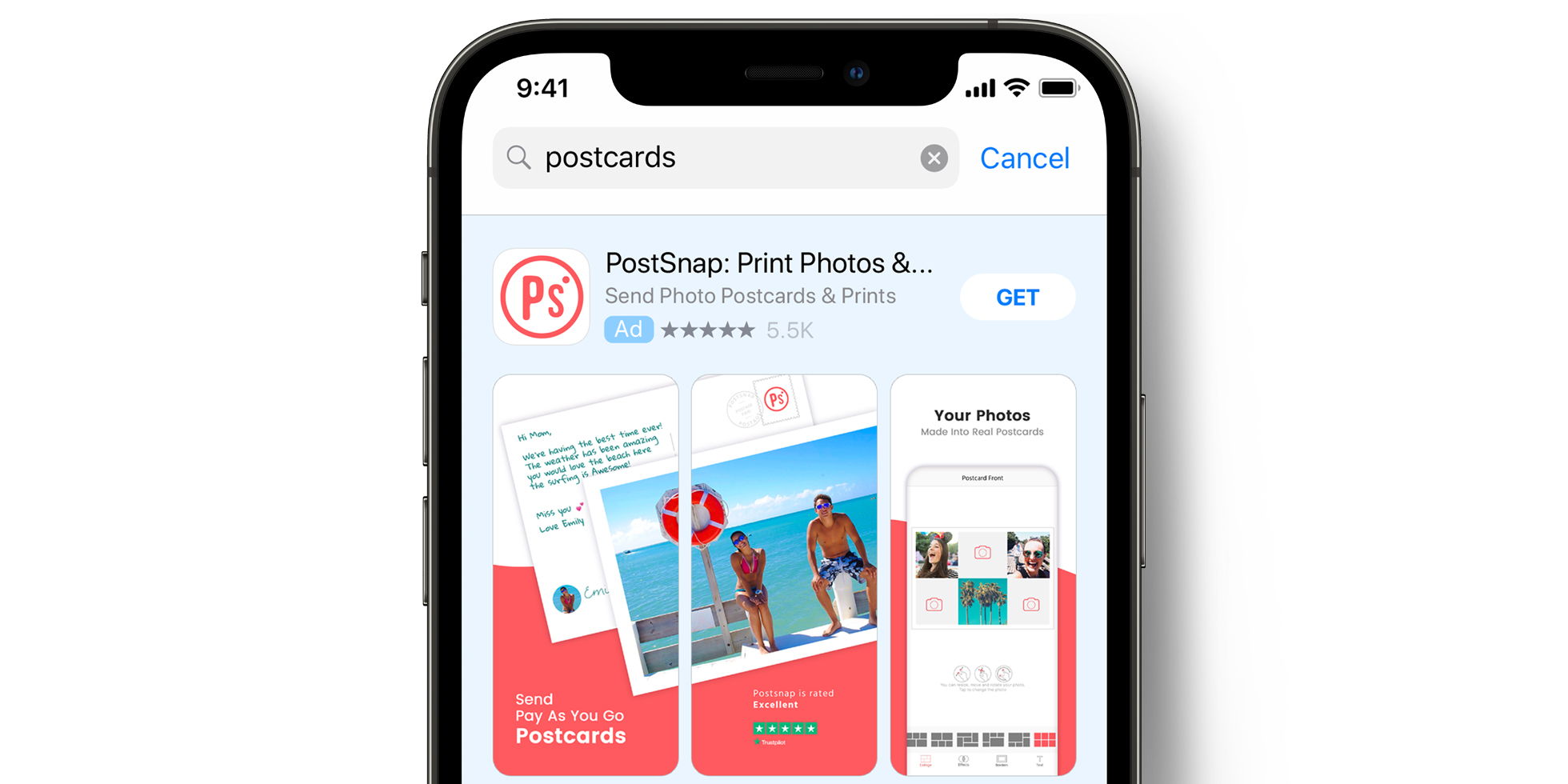 Publicité de PostSnap dans l’App Store