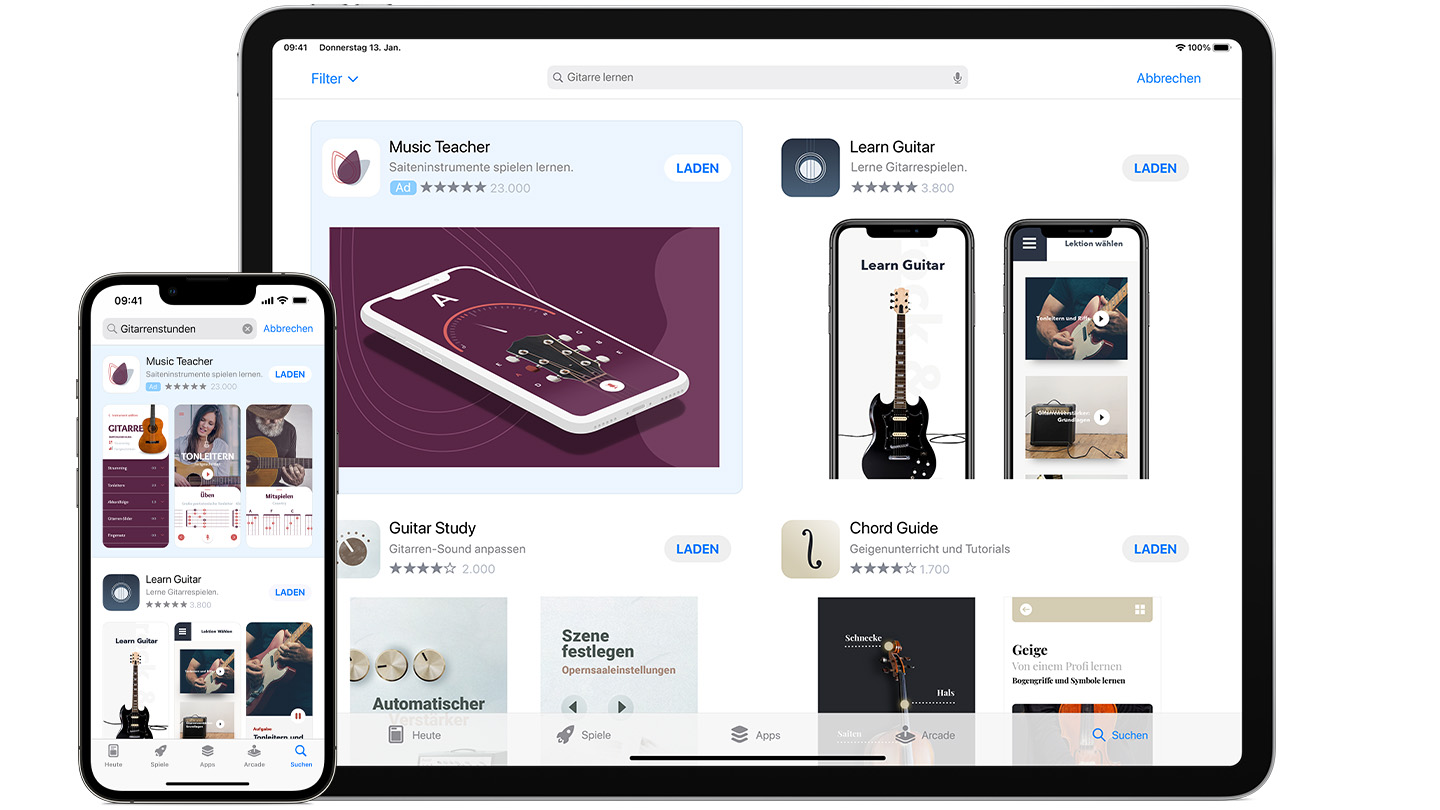 Beispiele für Anzeigen im App Store auf dem iPhone und iPad