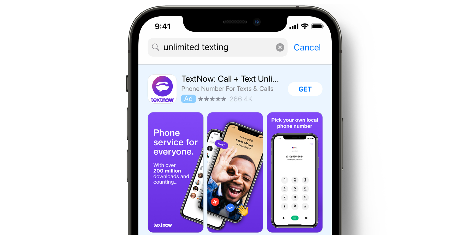 TextNow Anzeige im App Store