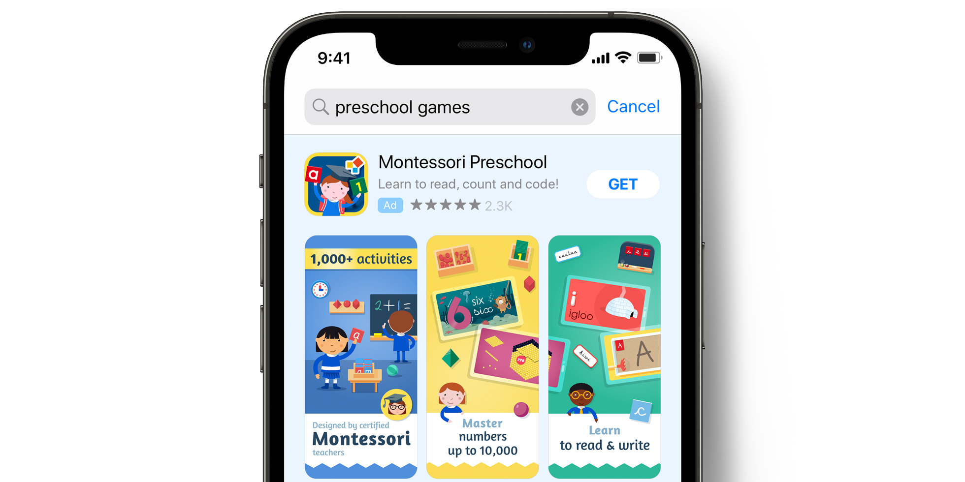 Anuncio de Montessori Preschool en el App Store