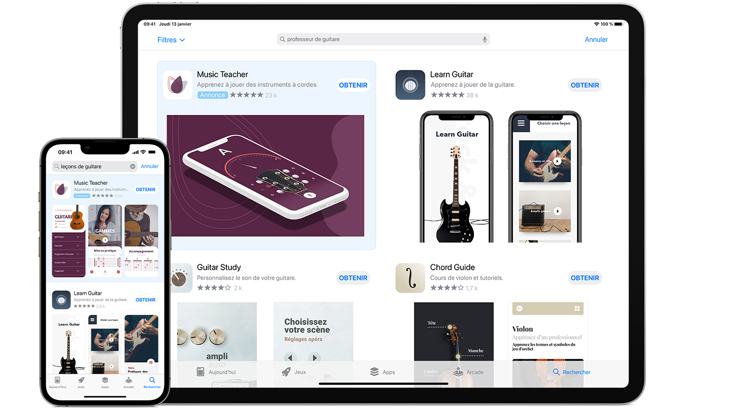 Exemples d’annonces sur l’App Store sur un iPhone et un iPad