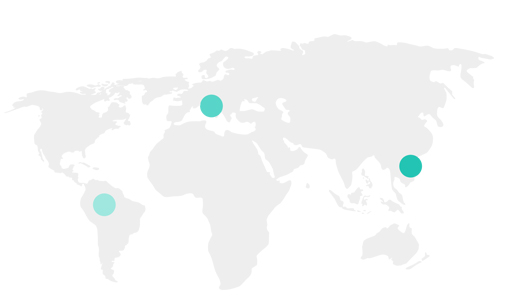 Une carte du monde avec des emplacements localisés. 