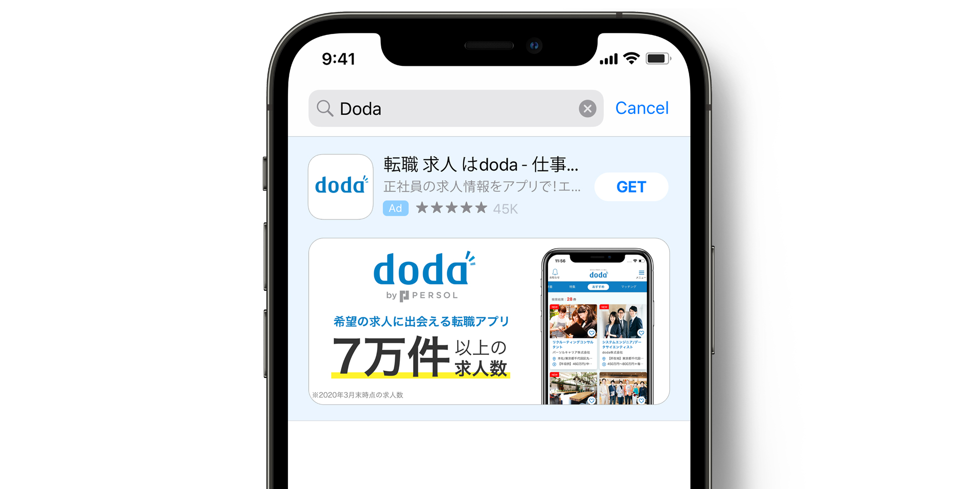 Annonce doda sur l’App Store