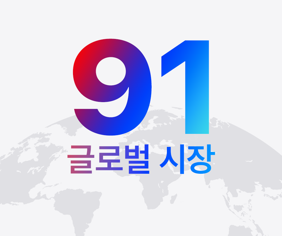 전 세계 모든 대륙의 이미지입니다. 지구 위에 숫자 91이 표시되어 있습니다.