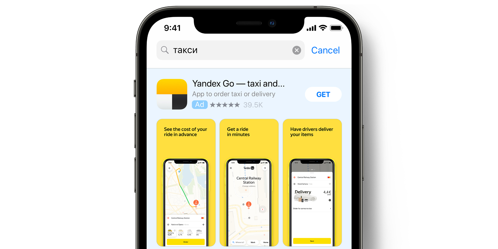 Anuncio de Yandex en App Store
