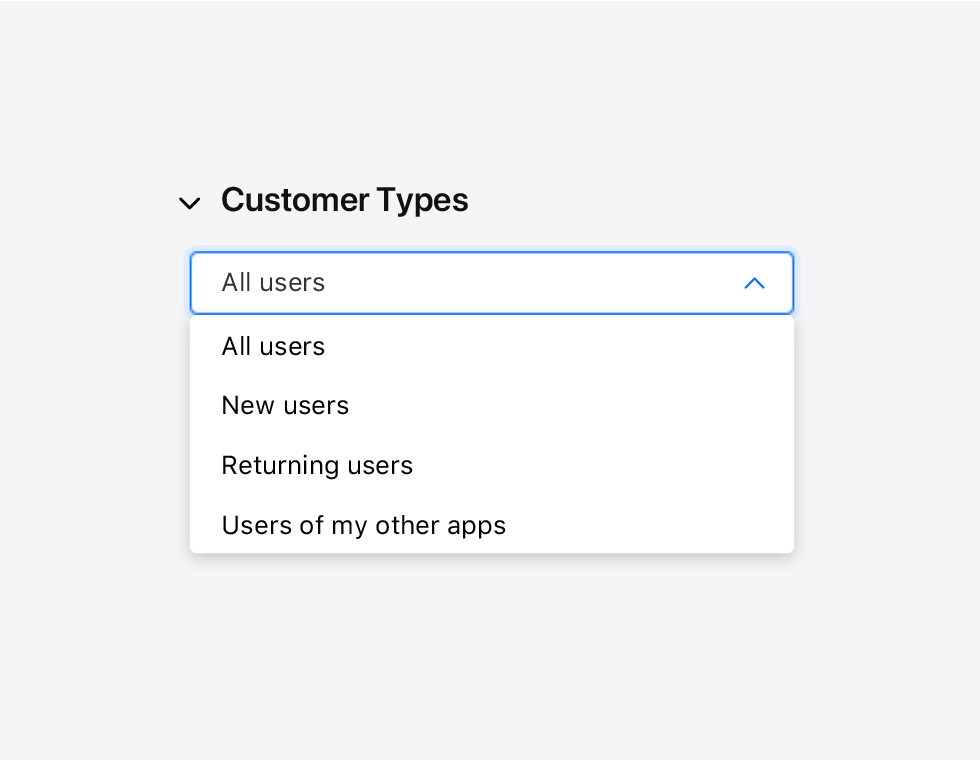 Selecting all users in customer type menu.