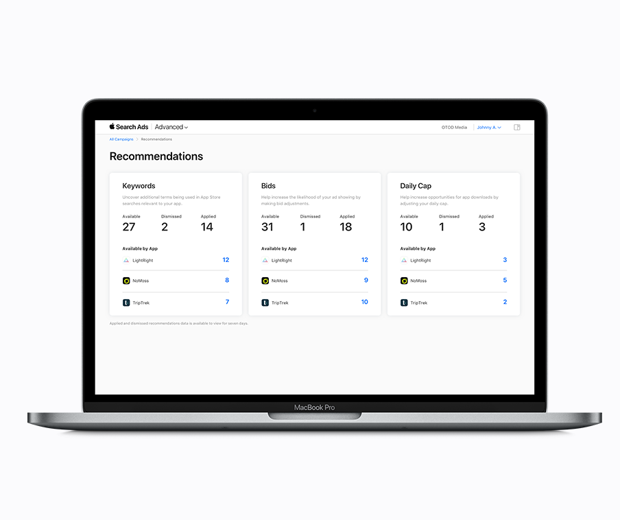 Recommendations dashboard