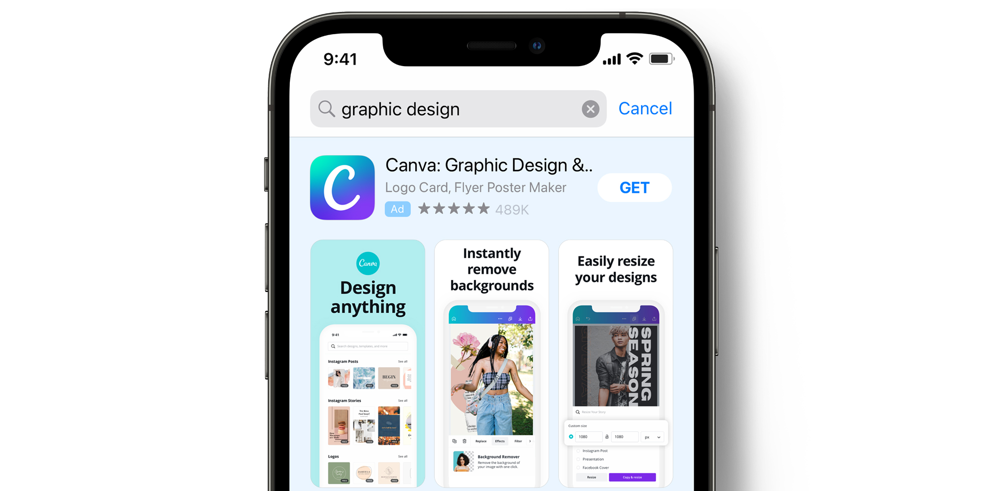 Canva ad on the App Store 