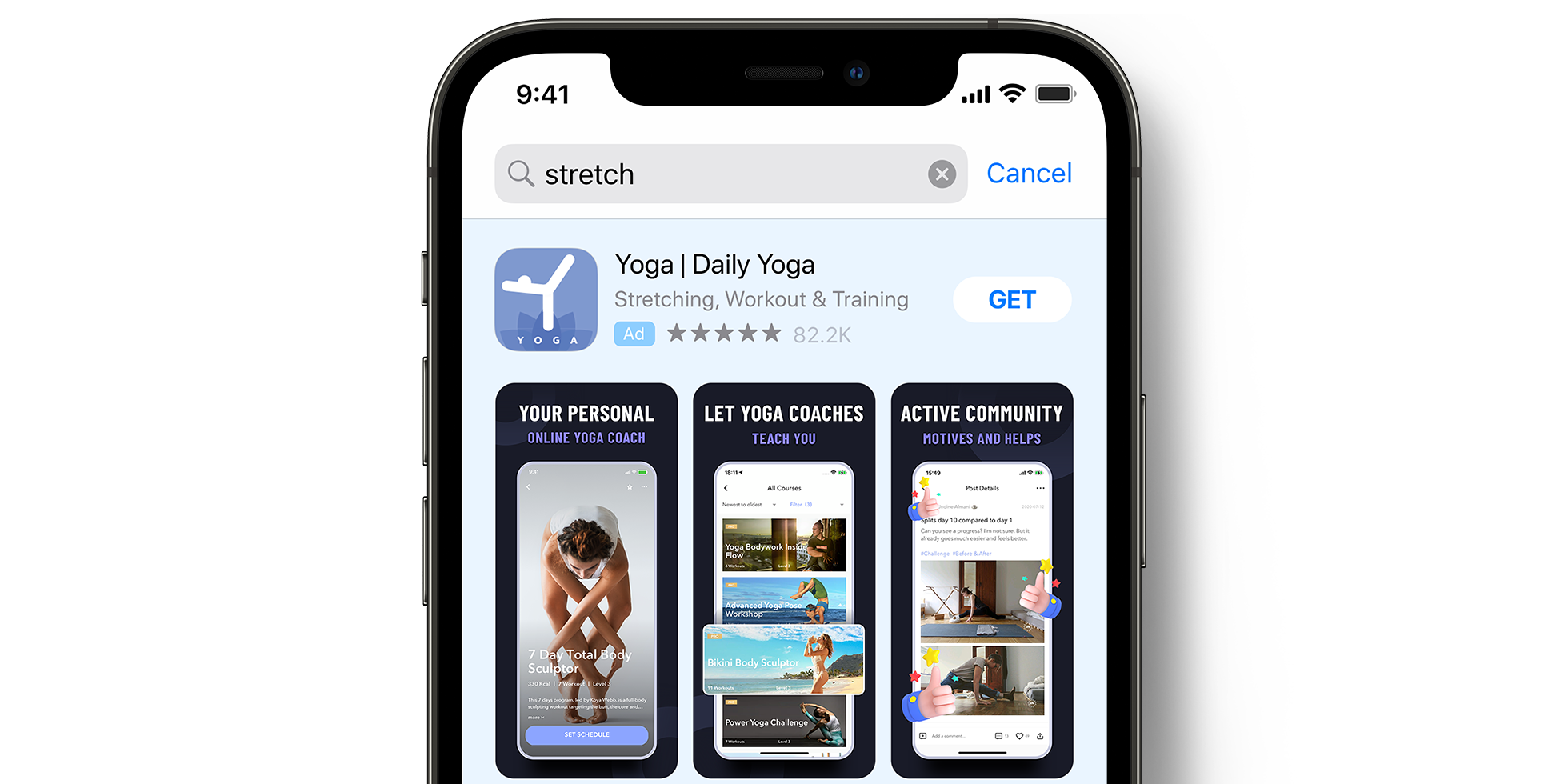 Publicité de Daily Yoga dans l’App Store