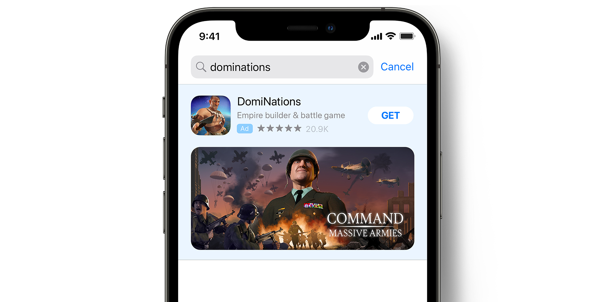 Anuncio de DomiNations en el App Store