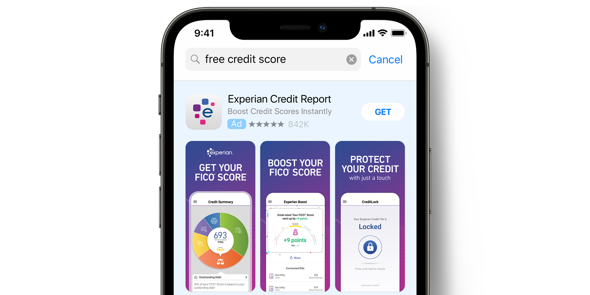 Experian ad on the App Store 
