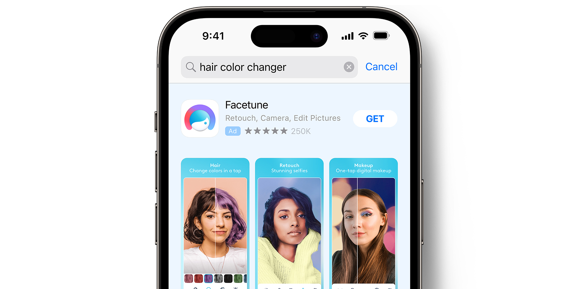 Facetune ad on the App Store