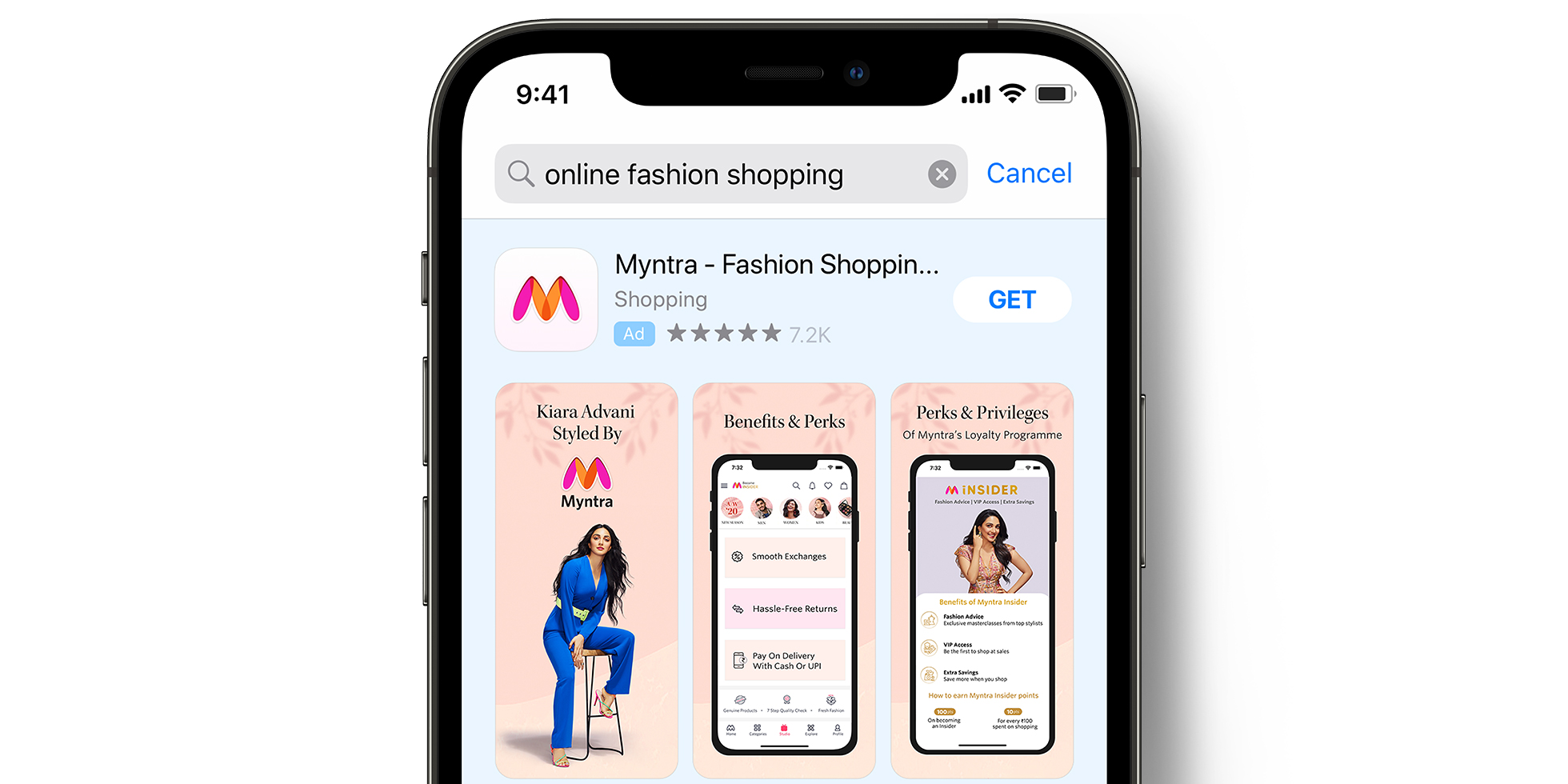 Myntra ad on the App Store 
