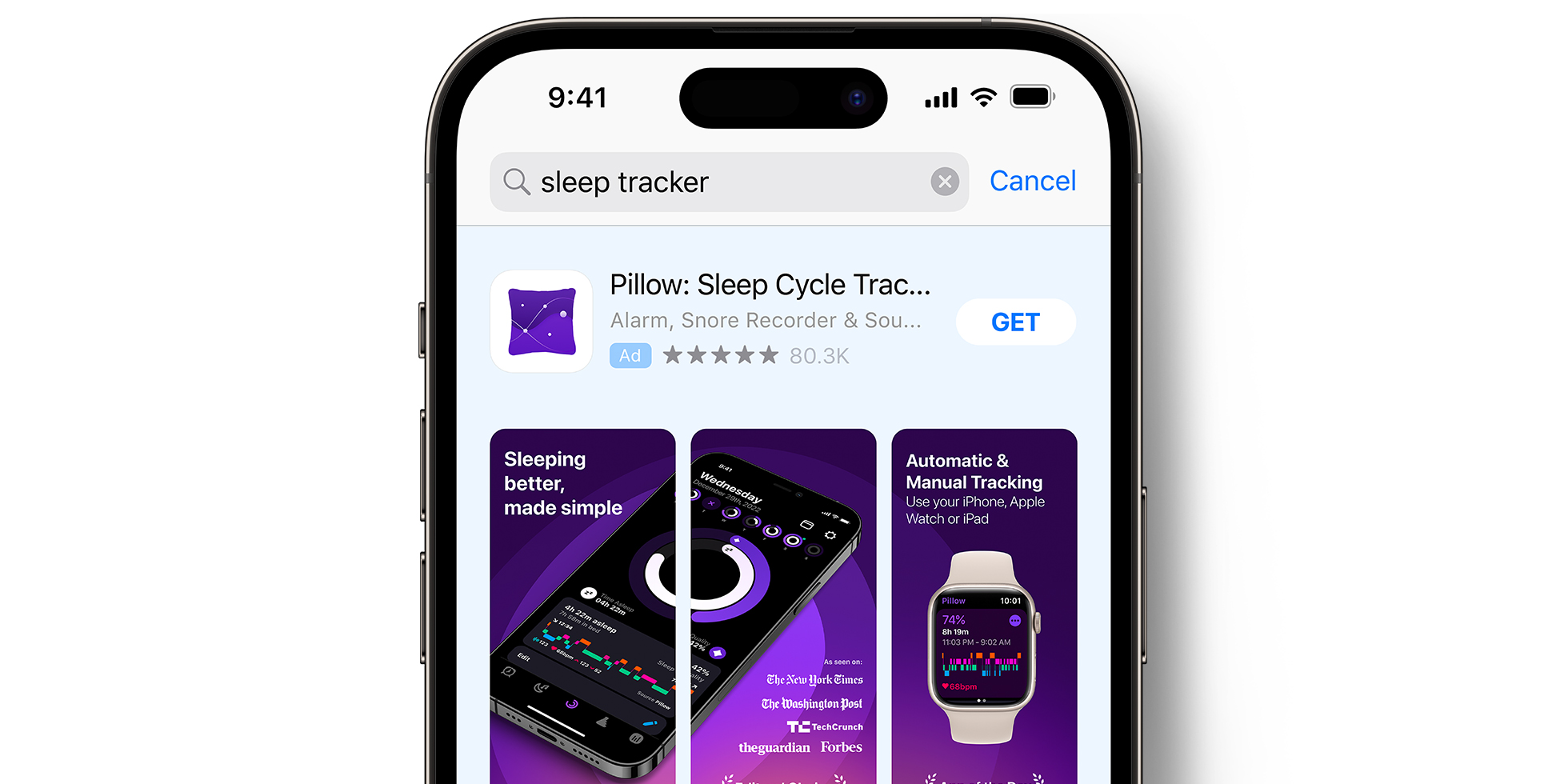 Anuncio de Pillow en el App Store