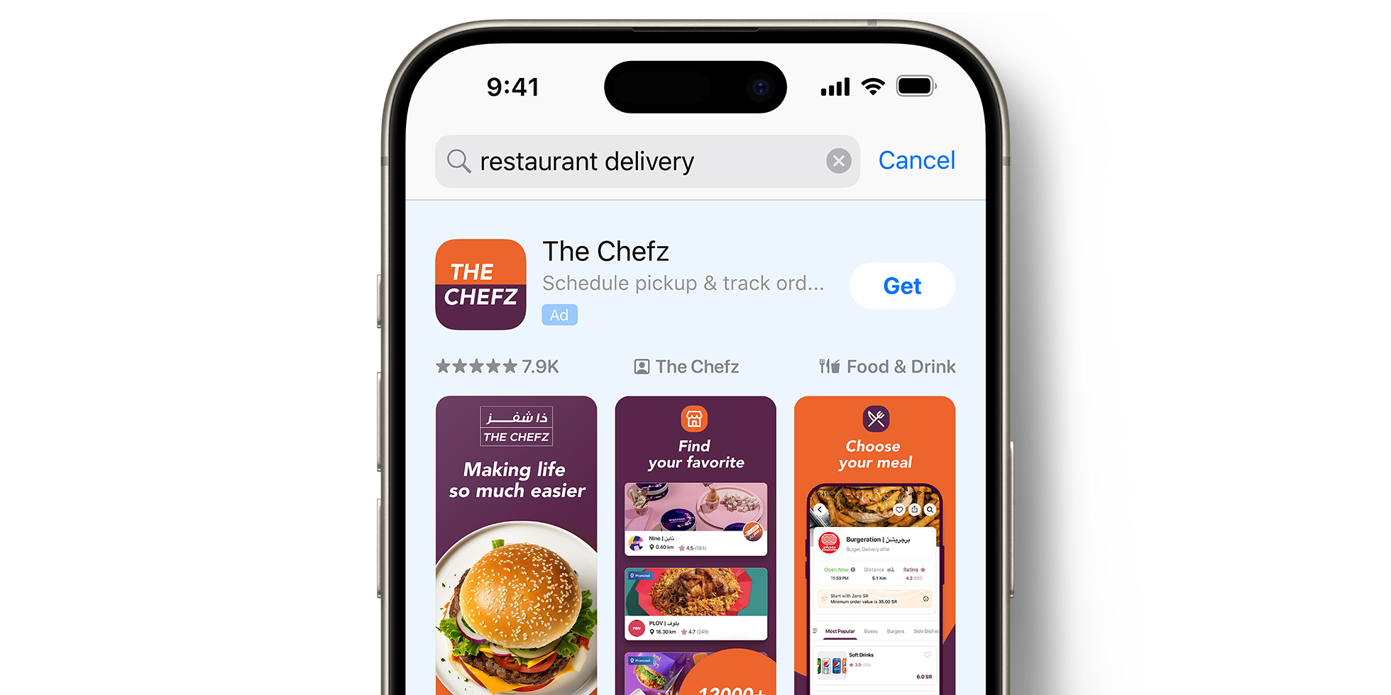 O anúncio do app The Chefz na App Store 
